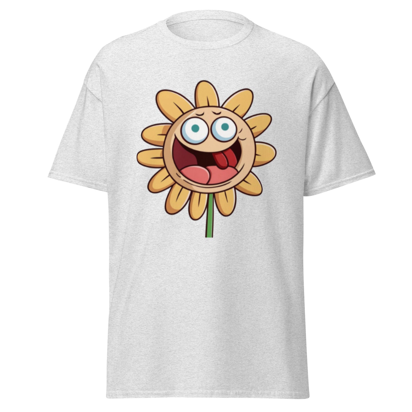 Gul Animerad Blomma Med Öppen Mun T-shirt | Söta Blomma-design