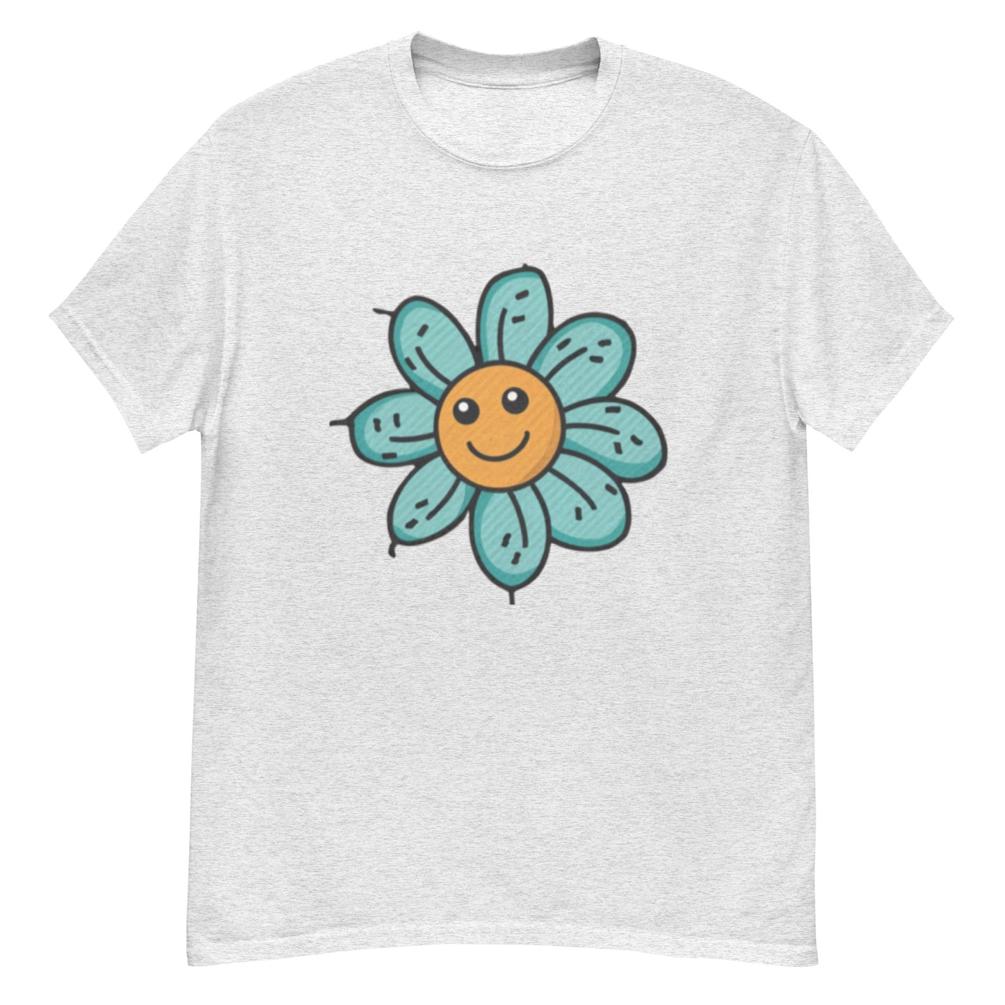 Gul Blomma Med Turkosa Blad T-shirt | Unik Blommönster