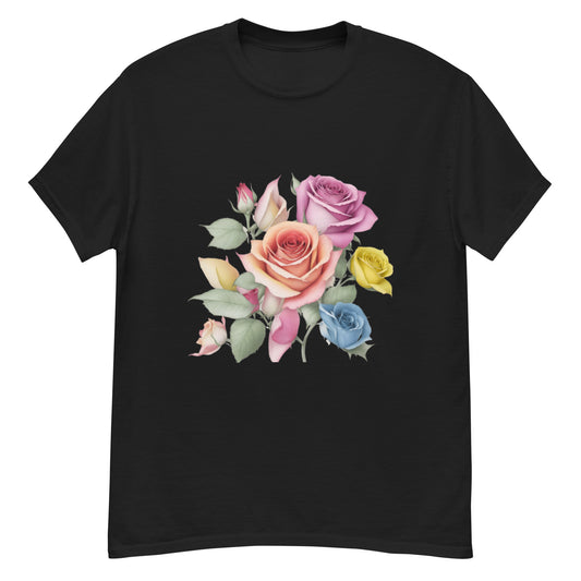 Elegant T-shirt med Rosmotiv – Blomstra Varje Dag