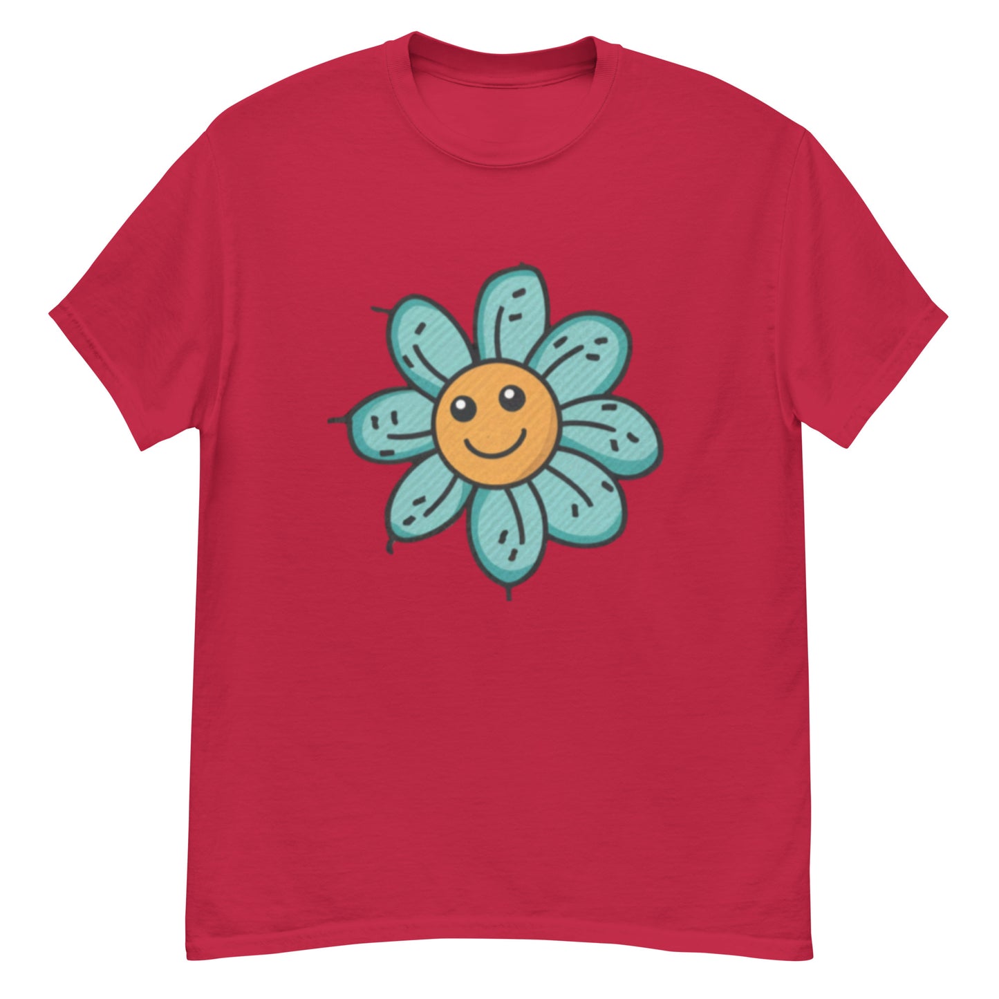 Gul Blomma Med Turkosa Blad T-shirt | Unik Blommönster