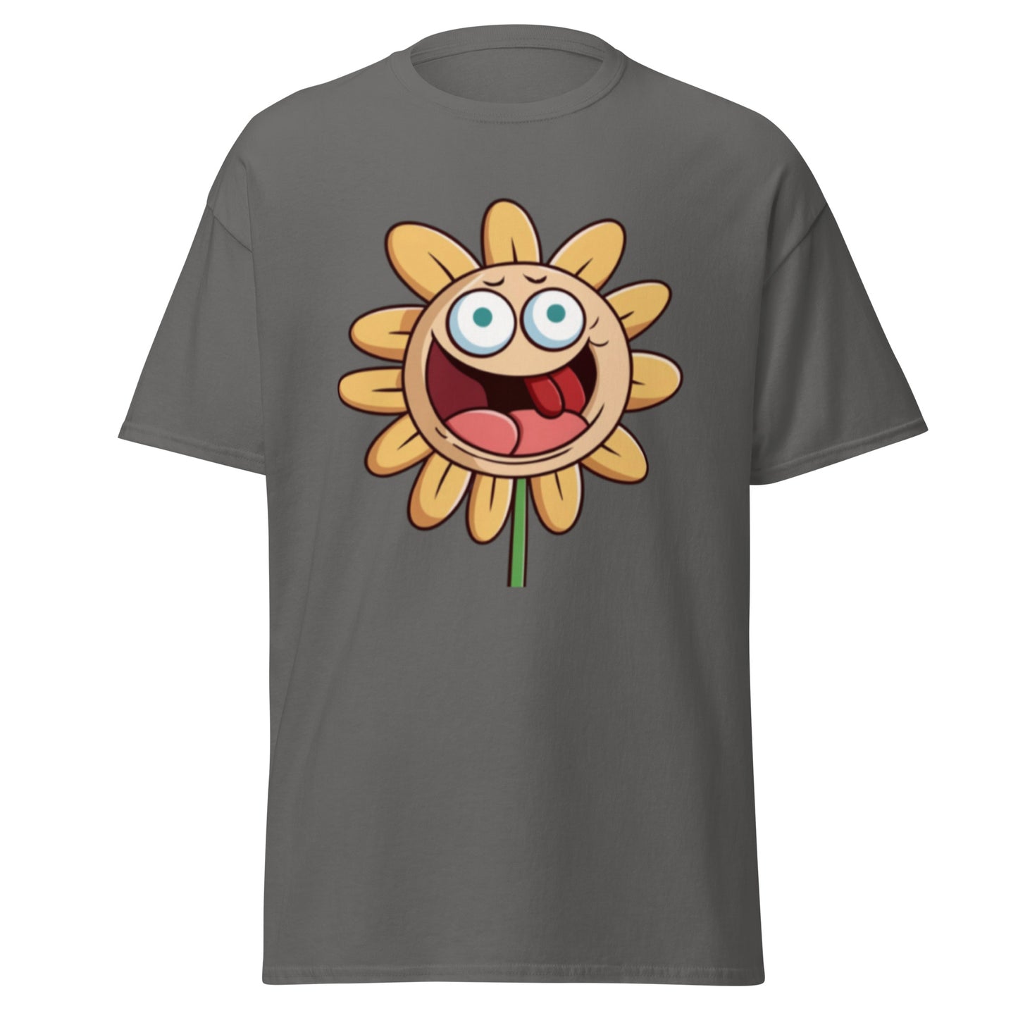 Gul Animerad Blomma Med Öppen Mun T-shirt | Söta Blomma-design