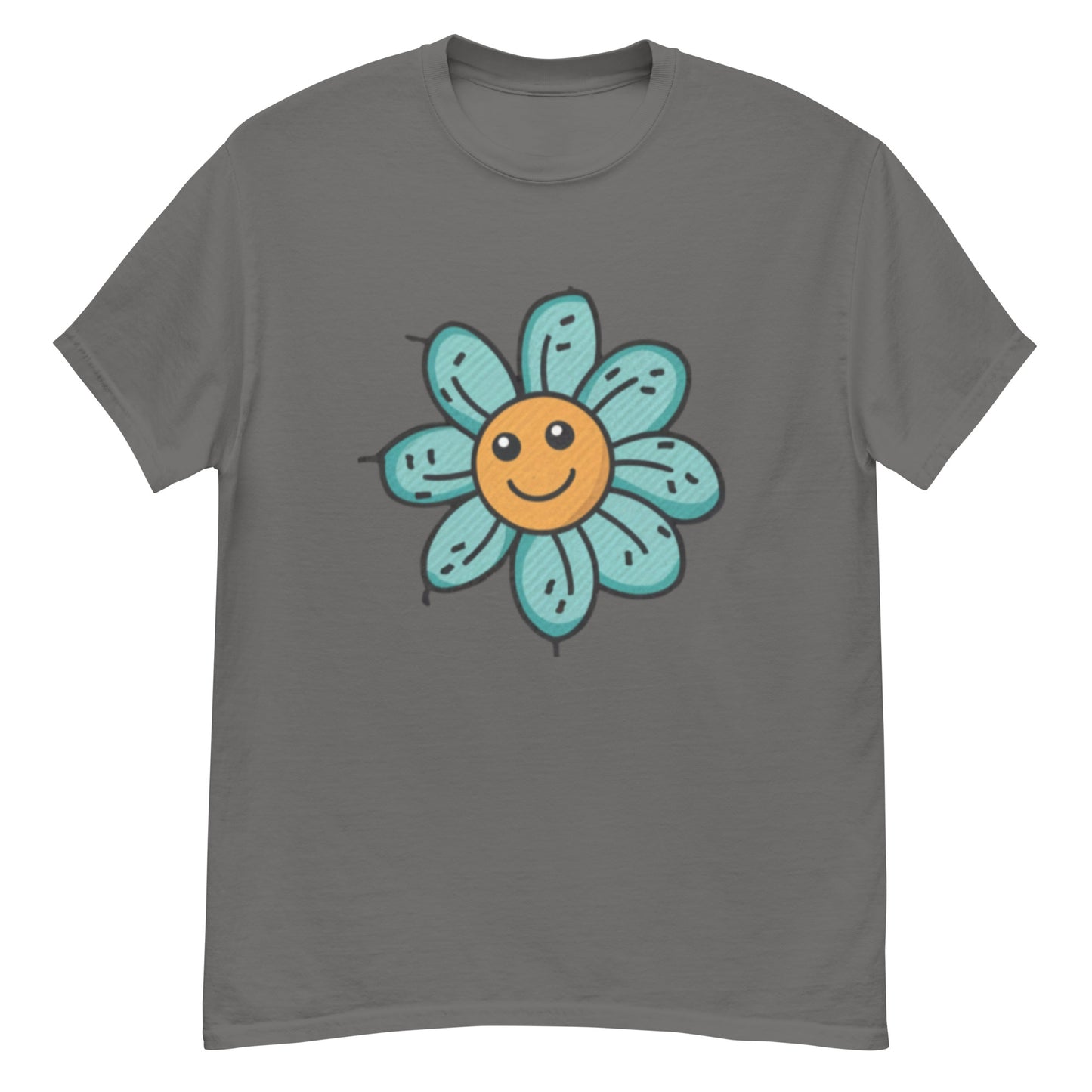 Gul Blomma Med Turkosa Blad T-shirt | Unik Blommönster