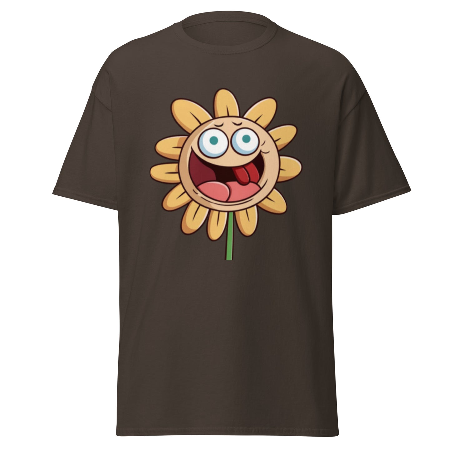 Gul Animerad Blomma Med Öppen Mun T-shirt | Söta Blomma-design