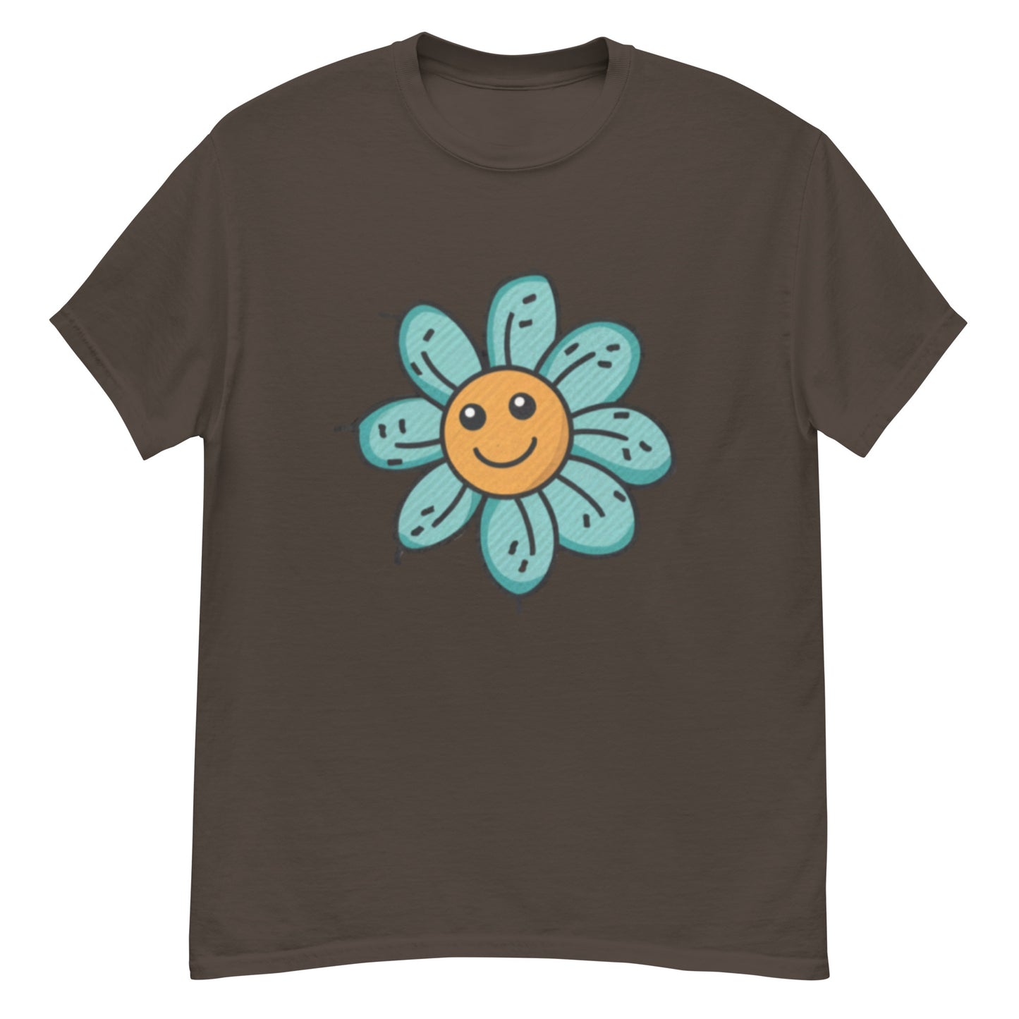 Gul Blomma Med Turkosa Blad T-shirt | Unik Blommönster