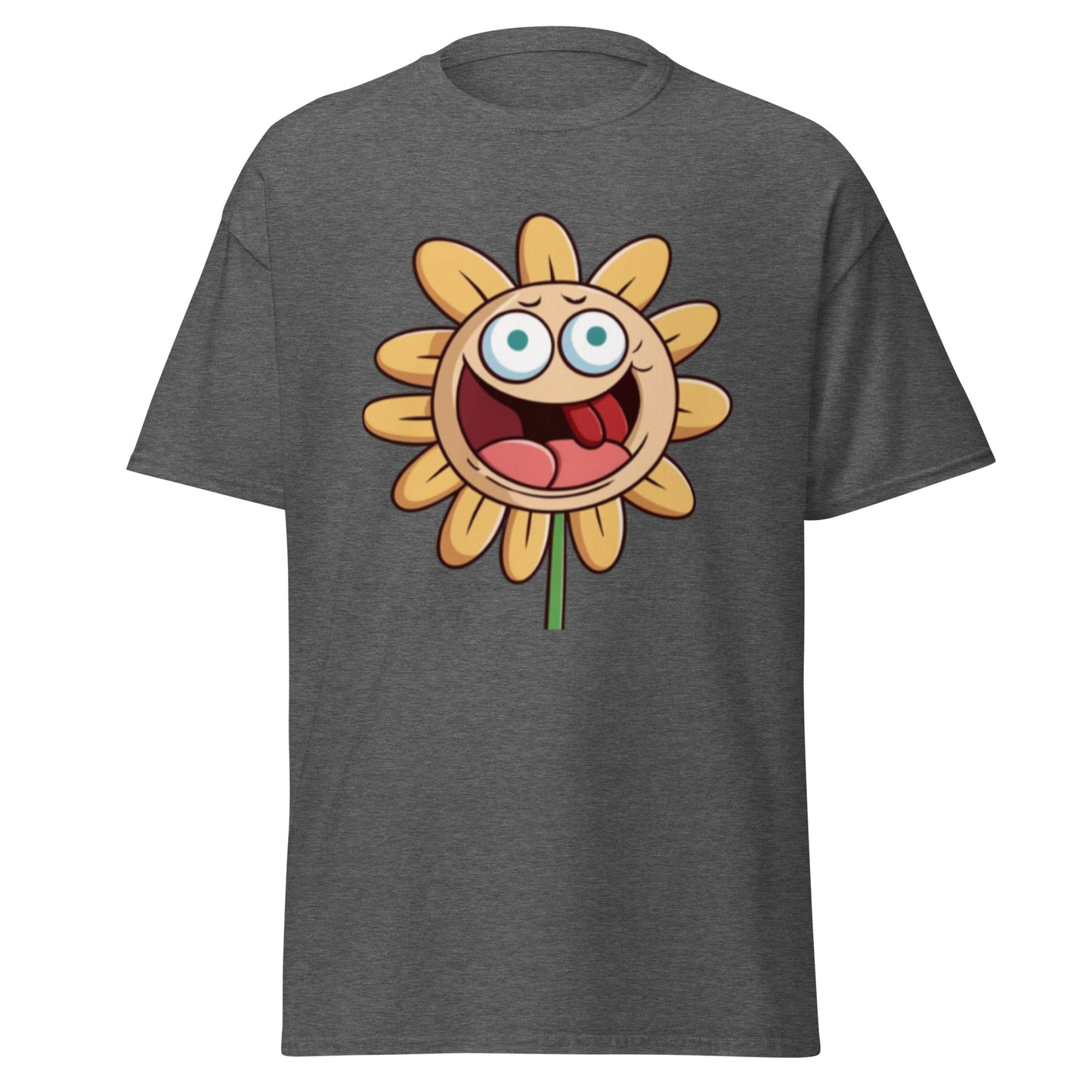 Gul Animerad Blomma Med Öppen Mun T-shirt | Söta Blomma-design