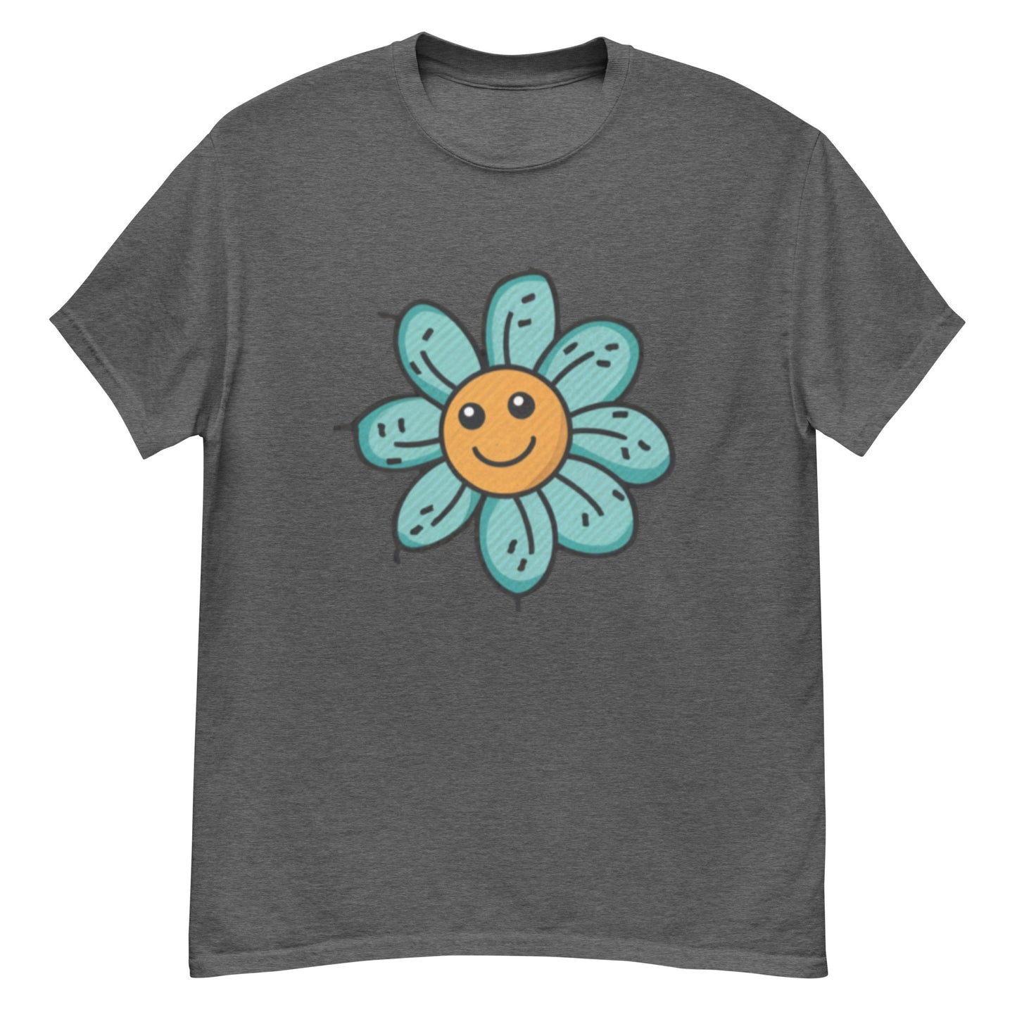 Gul Blomma Med Turkosa Blad T-shirt | Unik Blommönster