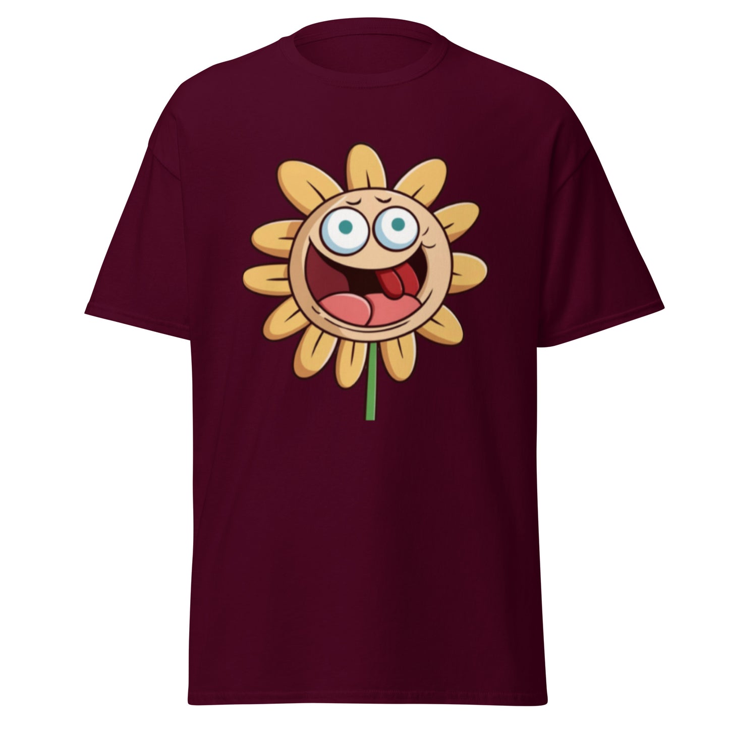 Gul Animerad Blomma Med Öppen Mun T-shirt | Söta Blomma-design