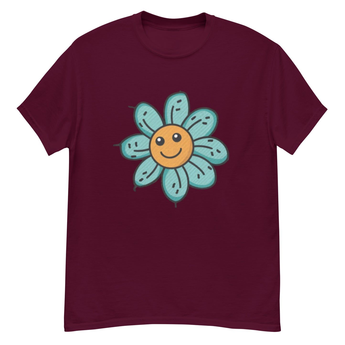 Gul Blomma Med Turkosa Blad T-shirt | Unik Blommönster