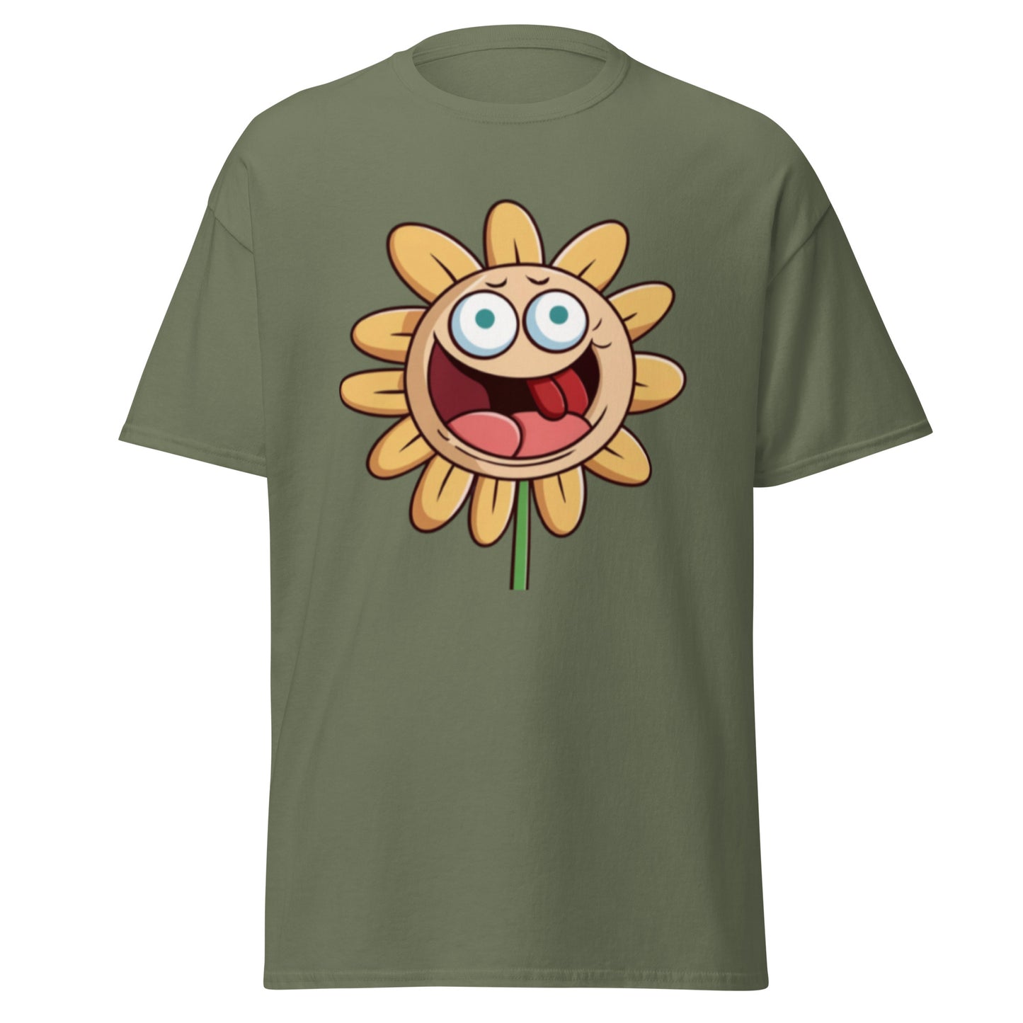 Gul Animerad Blomma Med Öppen Mun T-shirt | Söta Blomma-design