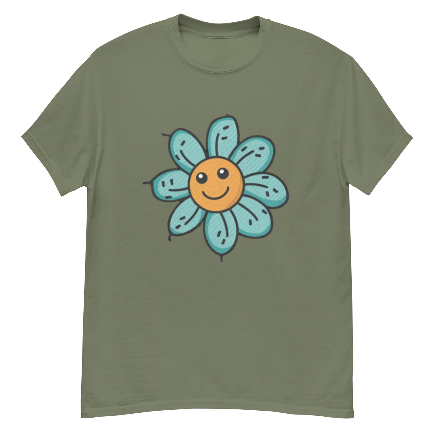 Gul Blomma Med Turkosa Blad T-shirt | Unik Blommönster