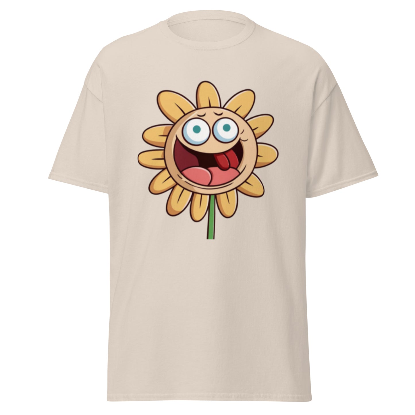 Gul Animerad Blomma Med Öppen Mun T-shirt | Söta Blomma-design