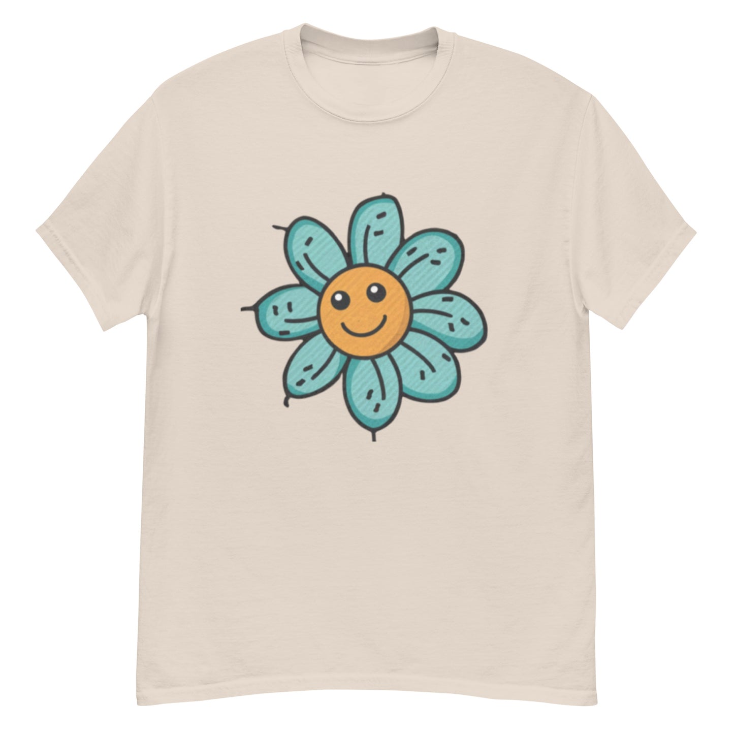 Gul Blomma Med Turkosa Blad T-shirt | Unik Blommönster