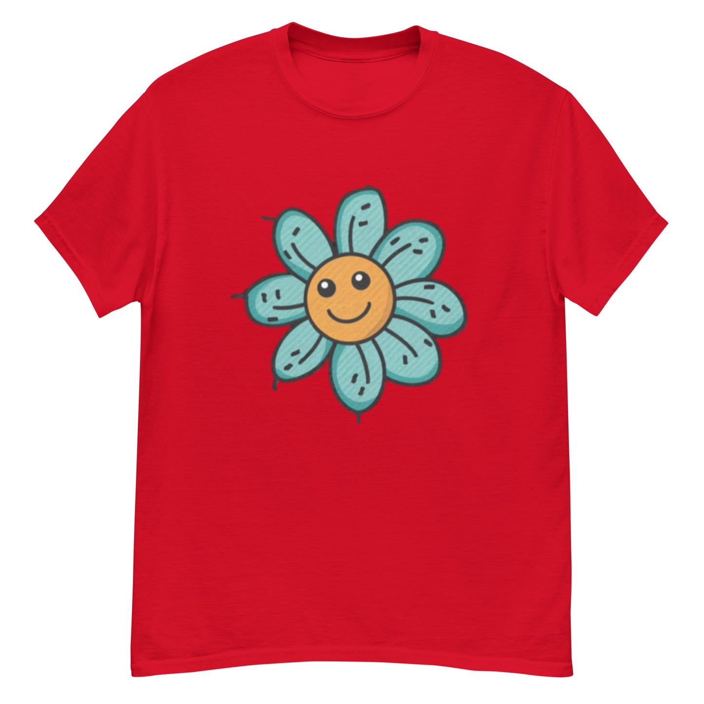 Gul Blomma Med Turkosa Blad T-shirt | Unik Blommönster