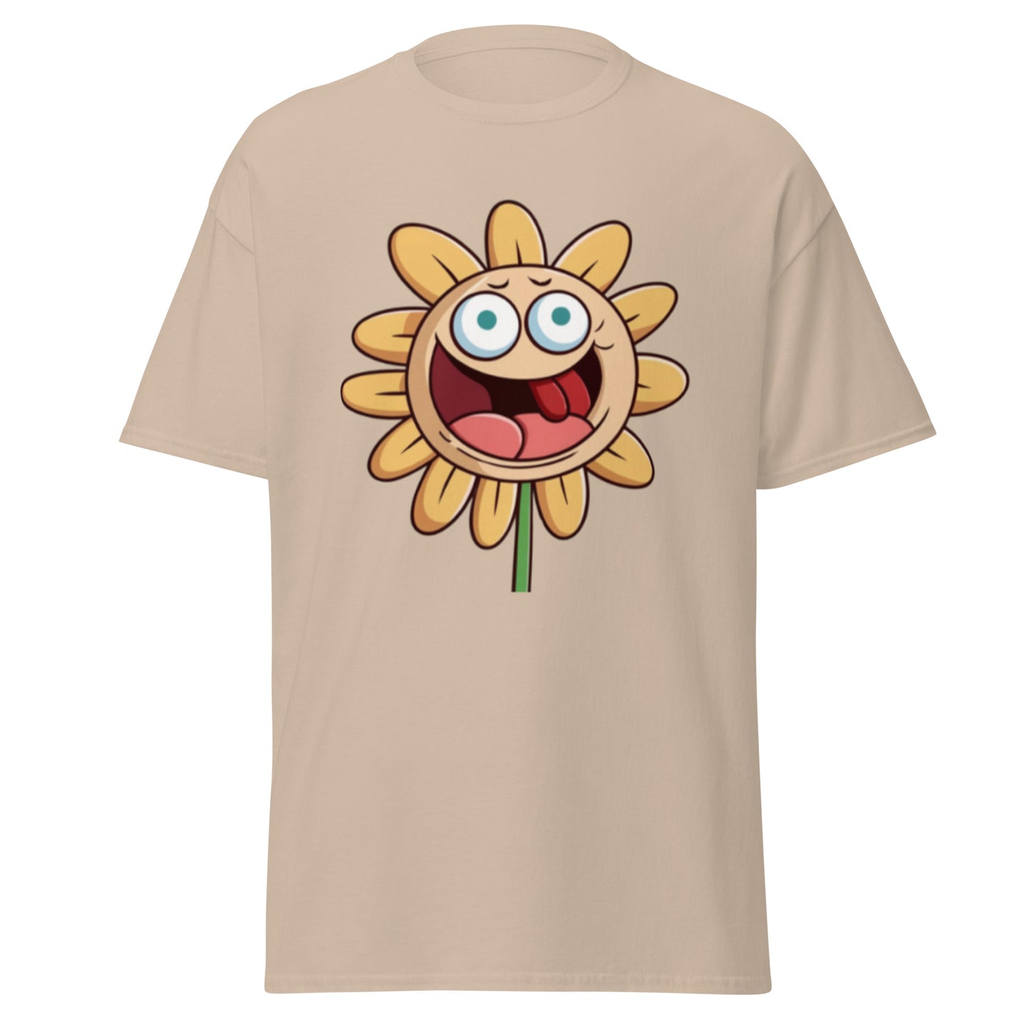 Gul Animerad Blomma Med Öppen Mun T-shirt | Söta Blomma-design