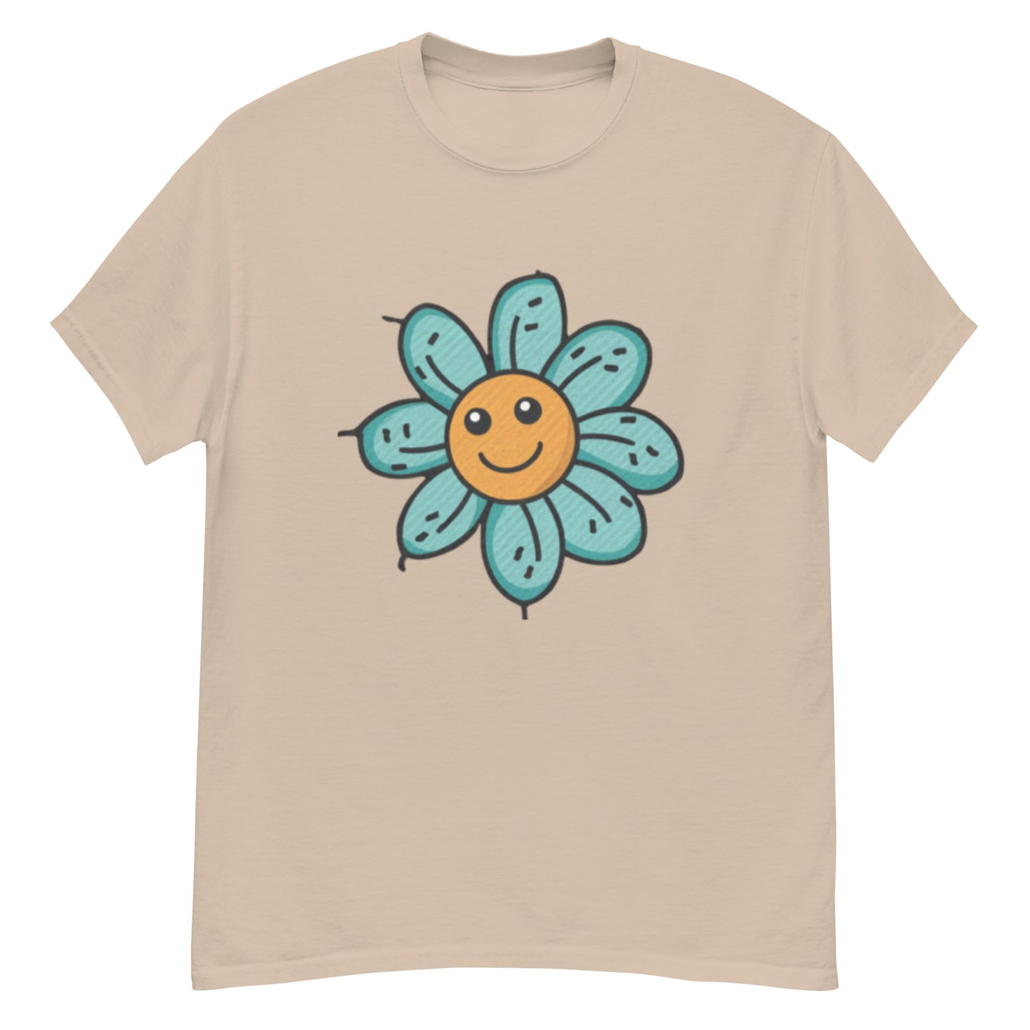 Gul Blomma Med Turkosa Blad T-shirt | Unik Blommönster