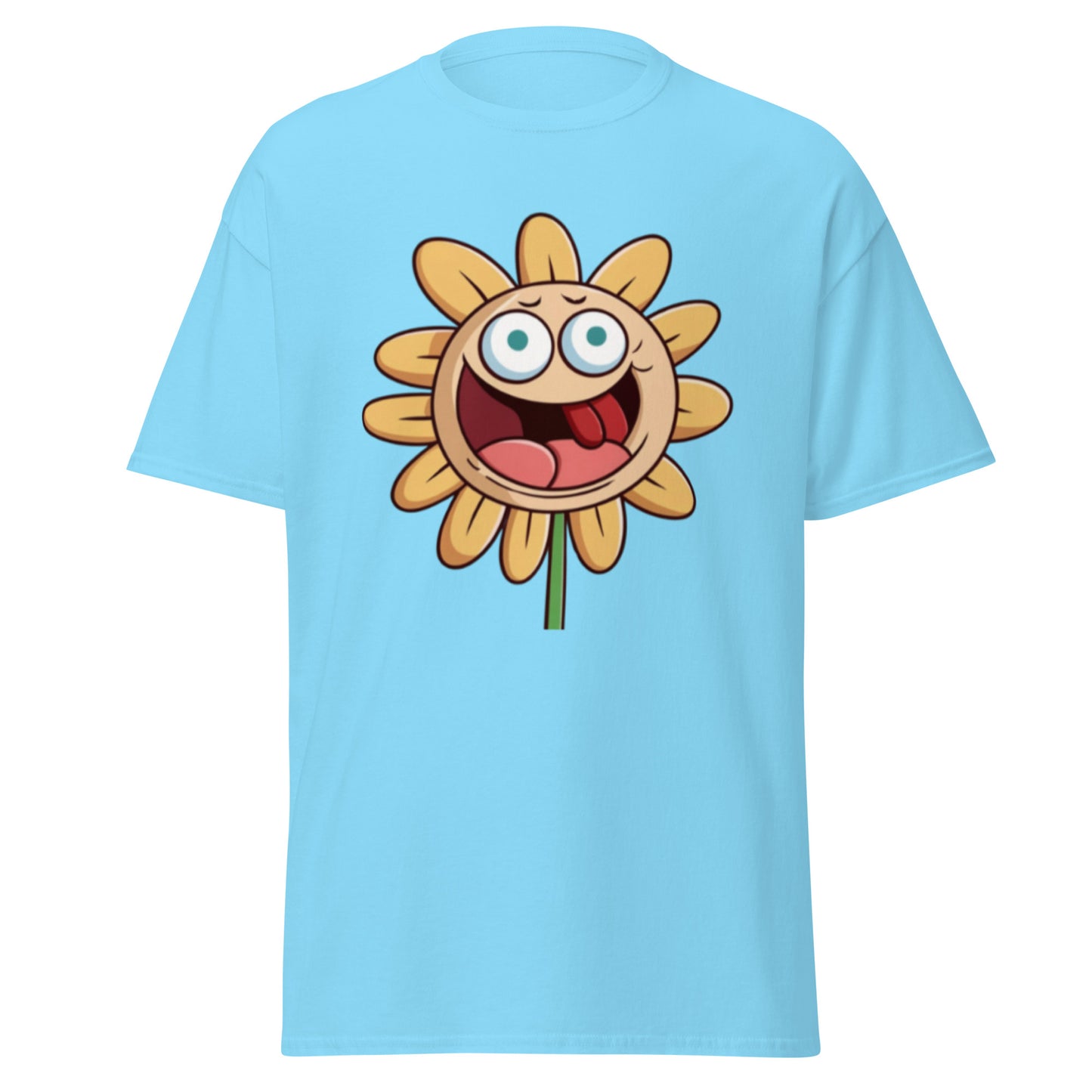 Gul Animerad Blomma Med Öppen Mun T-shirt | Söta Blomma-design