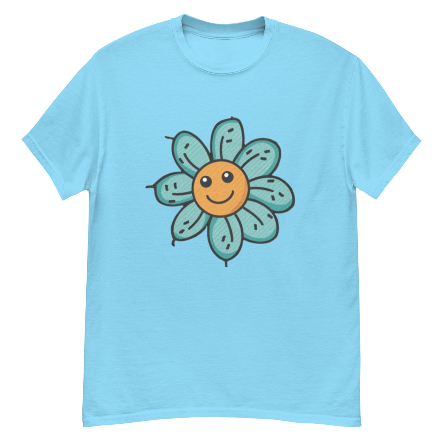 Gul Blomma Med Turkosa Blad T-shirt | Unik Blommönster