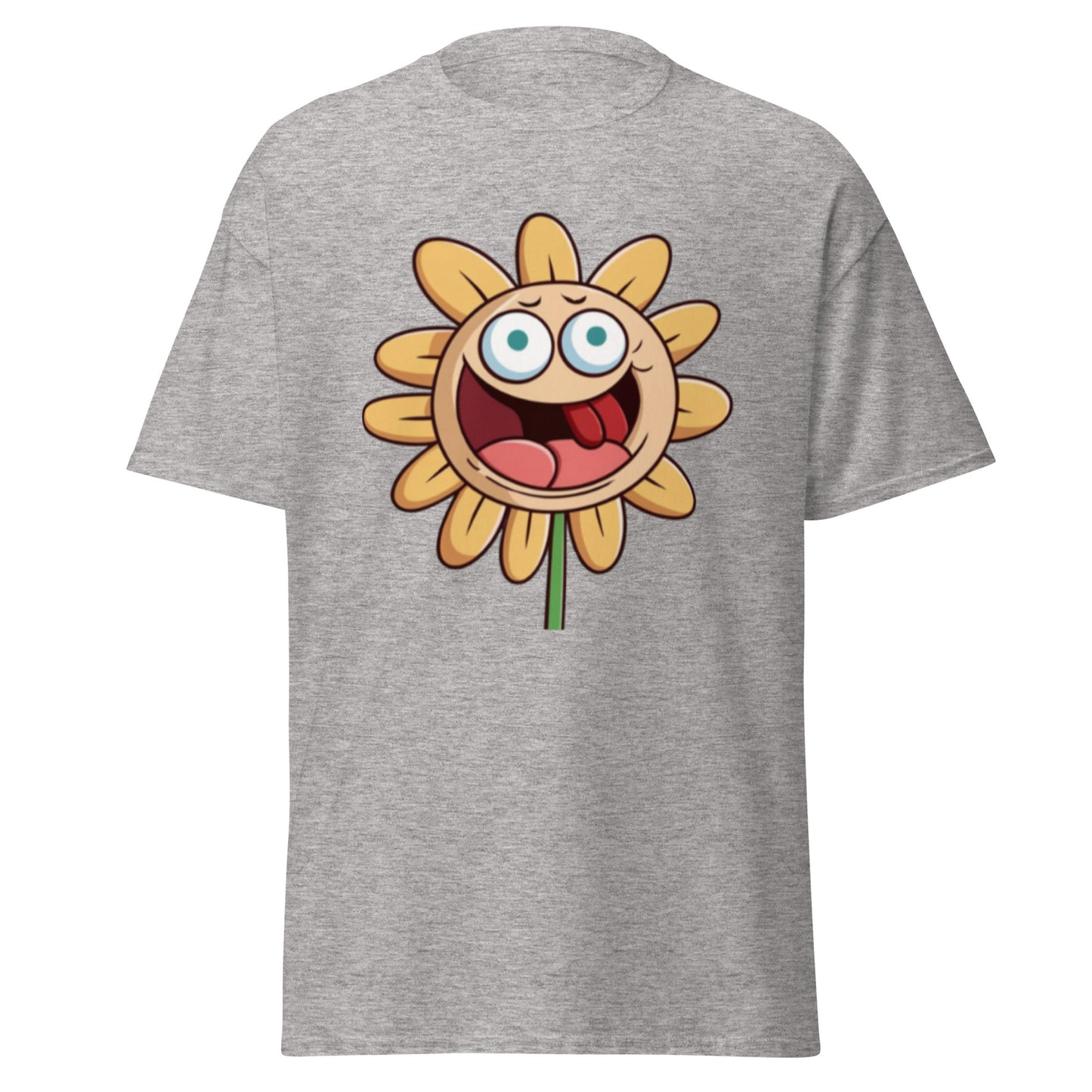 Gul Animerad Blomma Med Öppen Mun T-shirt | Söta Blomma-design