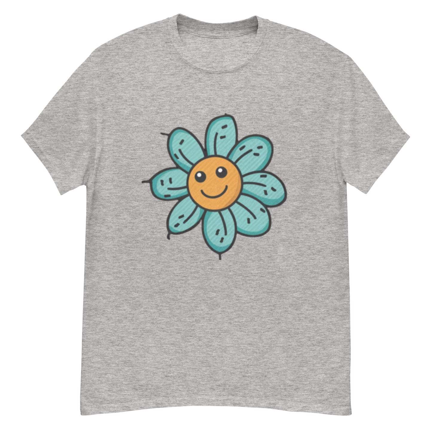 Gul Blomma Med Turkosa Blad T-shirt | Unik Blommönster