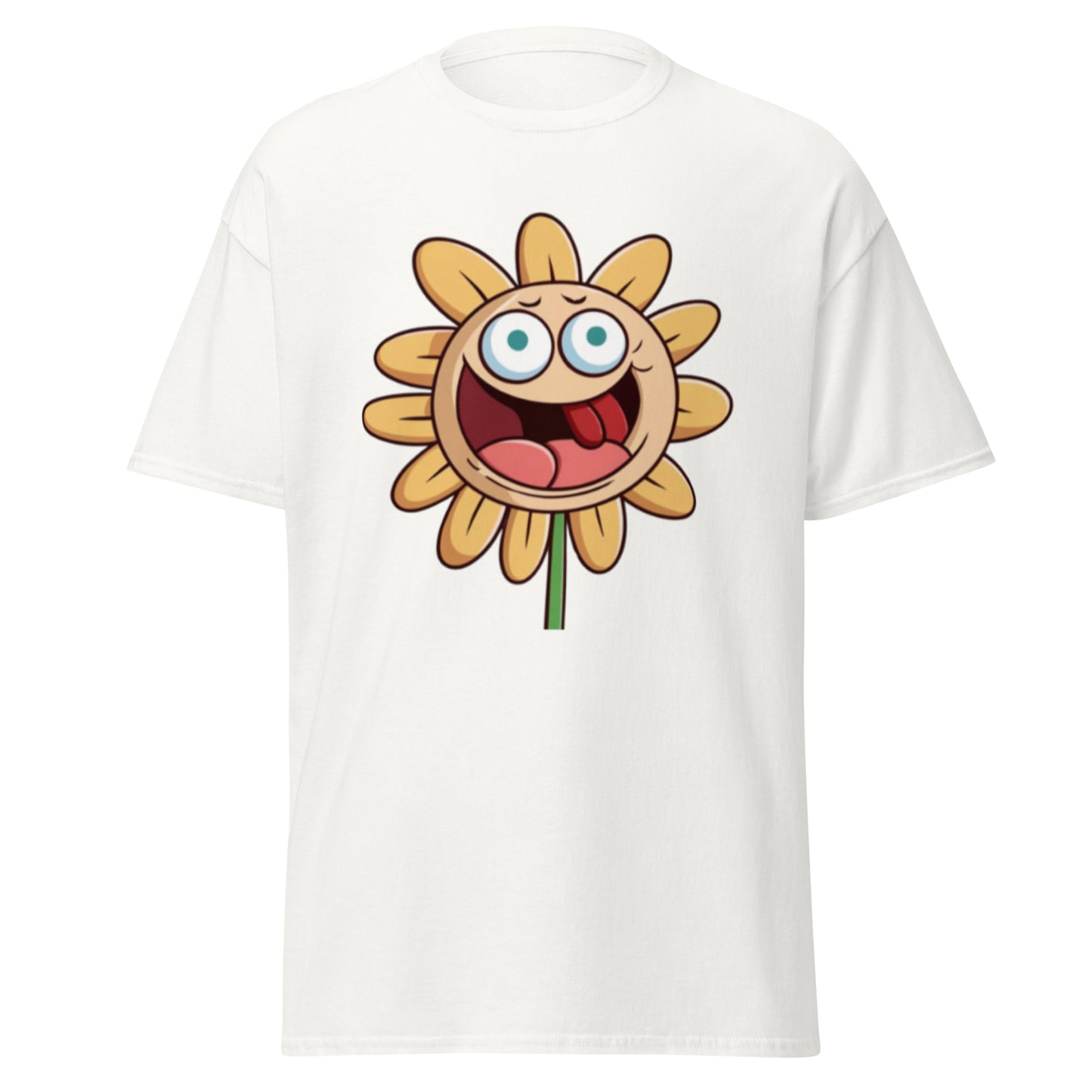 Gul Animerad Blomma Med Öppen Mun T-shirt | Söta Blomma-design