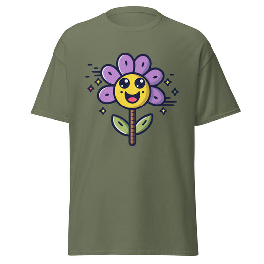 Animerad Lycklig Blomma T-shirt