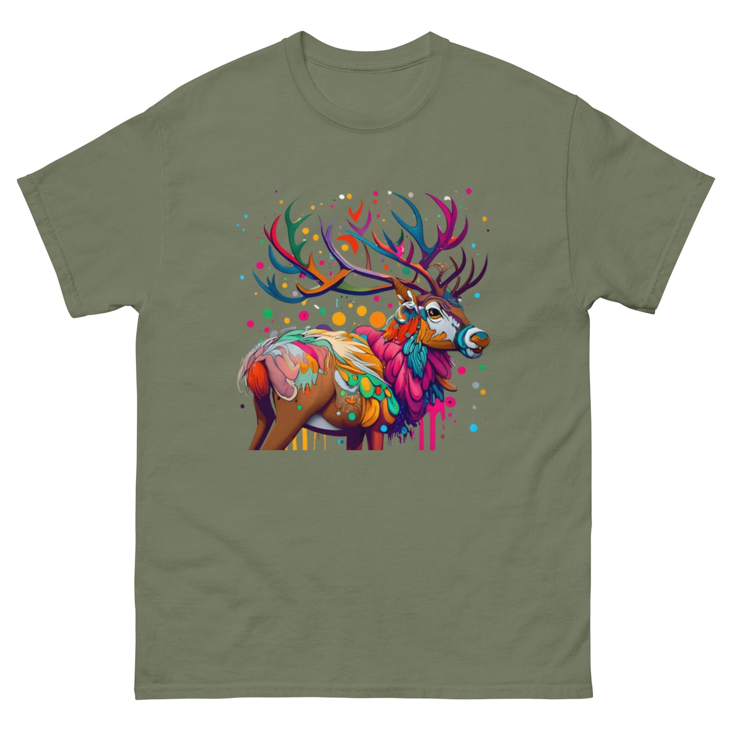 Christmas T-shirt with Animated Deer in Vector Art